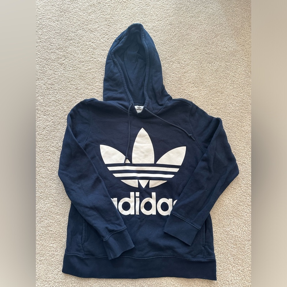 Adidas Dark Blue Hoodie with White Logo